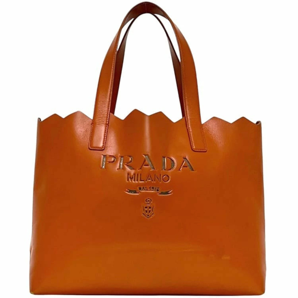 Prada Tote Bag Orange Leather Handbag Mark One